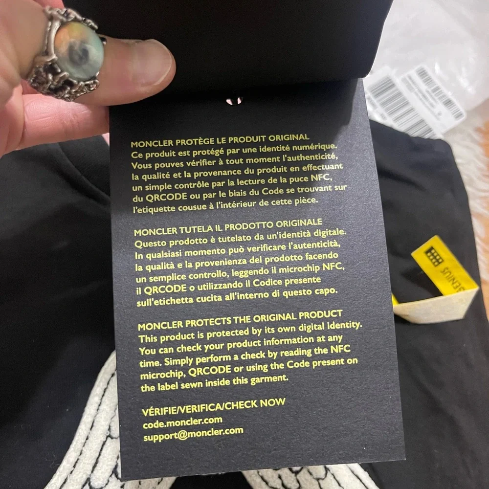 NWT Men’s Size Small Moncler X Palm Angels Wing Logo Tee 100% Cotton In Black - Picture 13 of 17